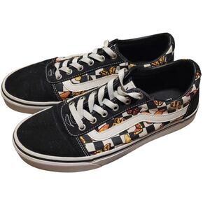 Vans Ward Sneakers  Checkerboard Pattern accented with butterflies Womens Size 9